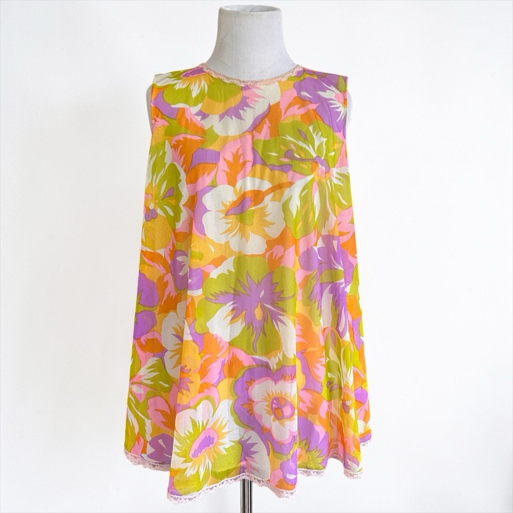 1960’s True Vintage Psychedelic Floral Colorful Baby Doll Dress
